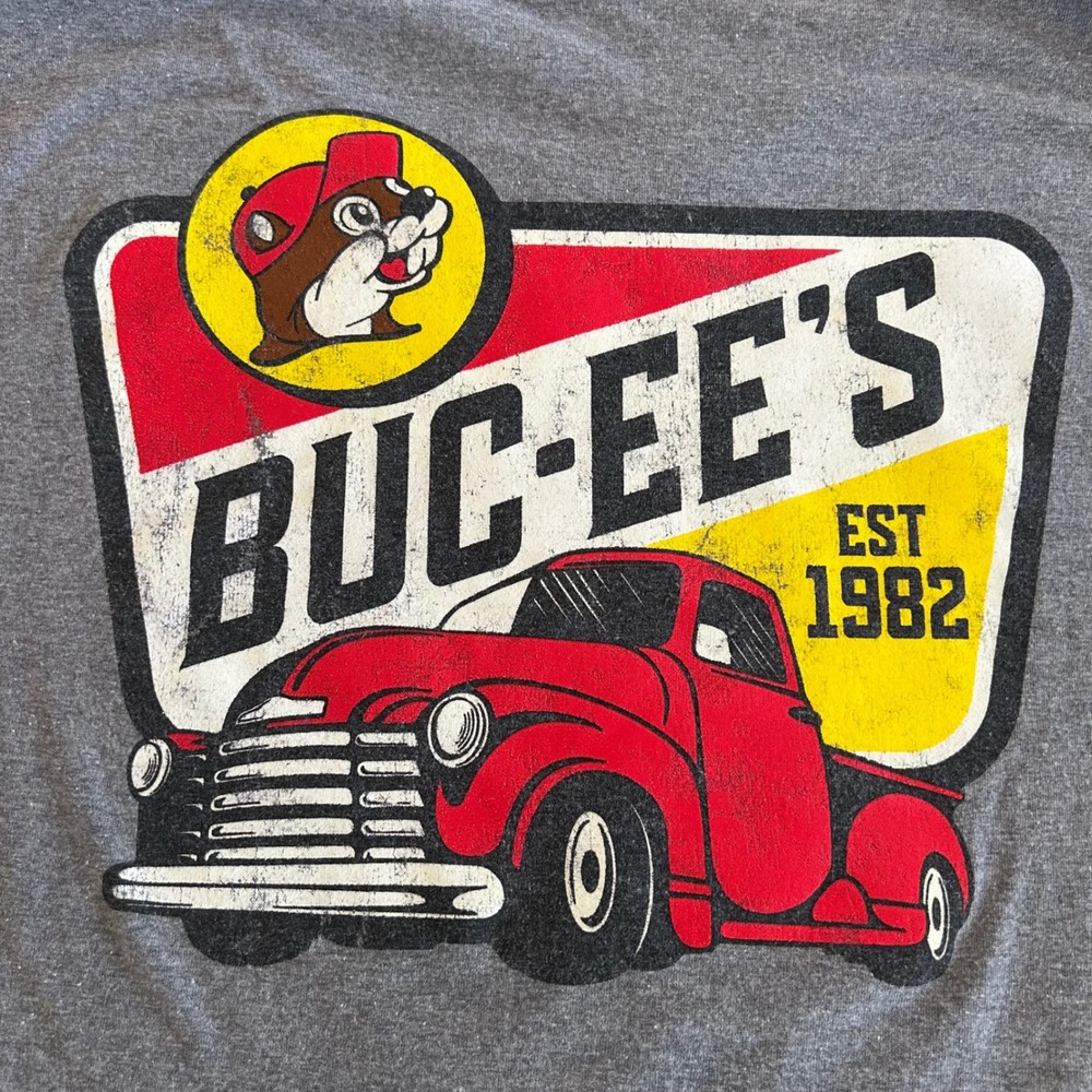 Buc-ees T-Shirt Men's 3X Gray Short Sleeve Graphic Tee Beaver Truck EST 1982